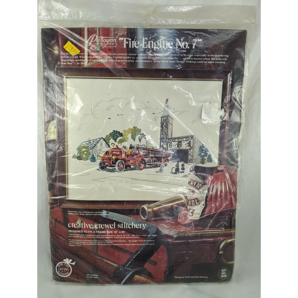 Paragon Needlecraft Fire‎ Engine No 7 Crewel Stitchery Kit 0435